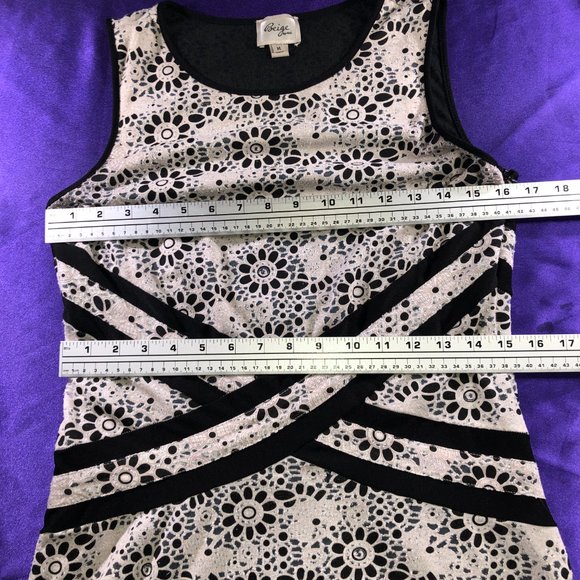 📌 Beige by eci Work to Weekend Ready Rayon Mix Lace Optic Sleeveless Dress - Picture 9 of 15